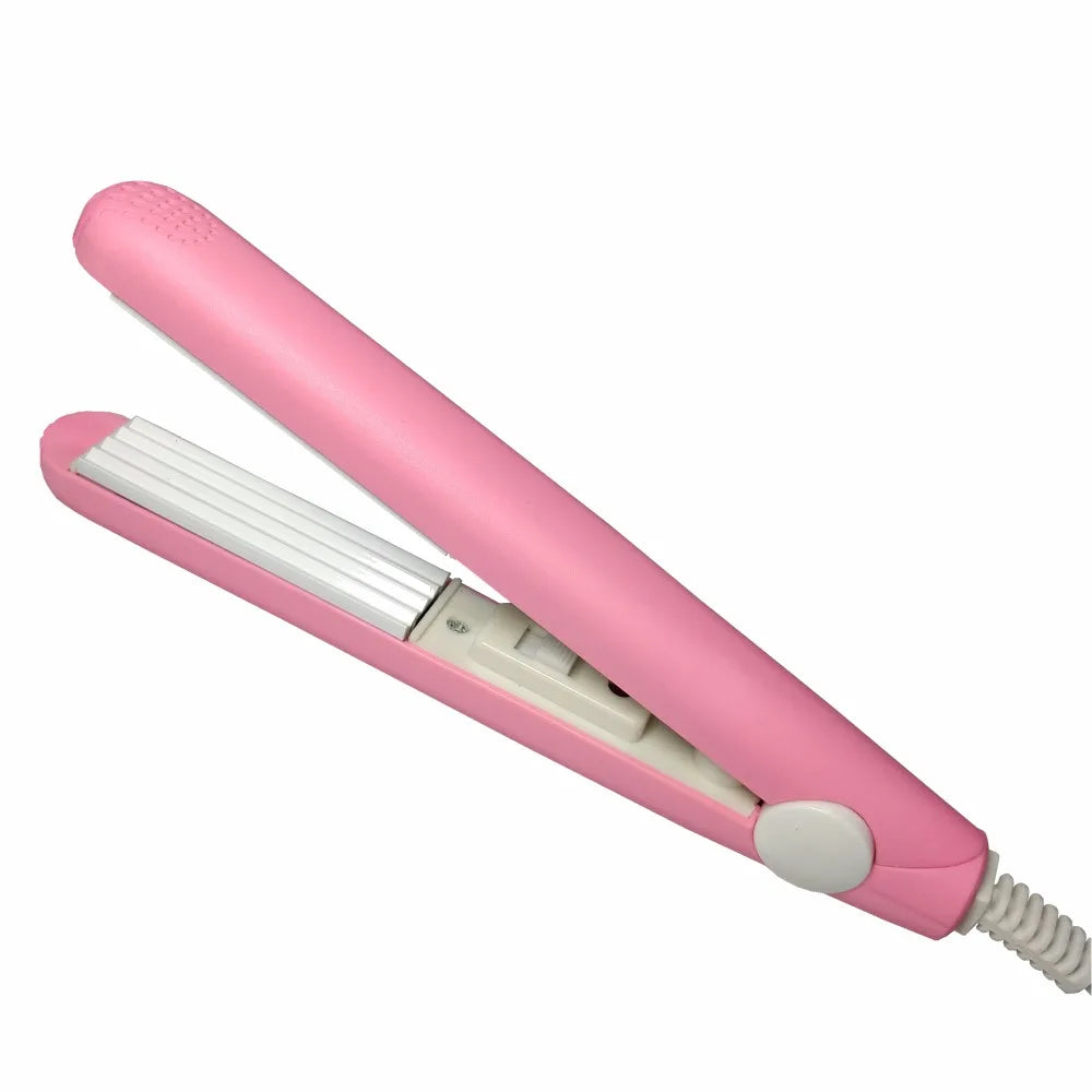 Mini Hair Crimper, Slim Lightweight Corrugated Styling Iron with Ceramic Components, On-Off Switch and Blue, Pink or Purple Colors with Regional Plug Options