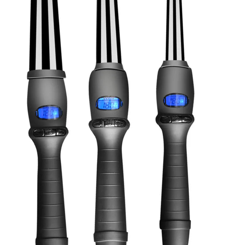 Conical Curling Wand with Ceramic Glaze and Digital Temperature Display, 19mm 25mm or 32mm Options, Adjustable Heat and Swivel Cord for Hair Styling