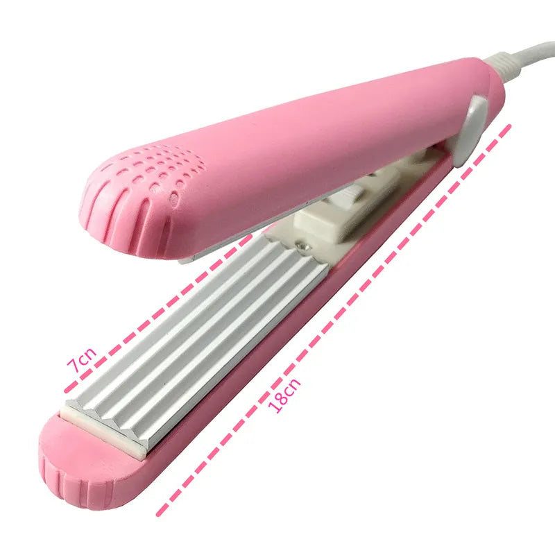 Mini Hair Crimper, Slim Lightweight Corrugated Styling Iron with Ceramic Components, On-Off Switch and Blue, Pink or Purple Colors with Regional Plug Options