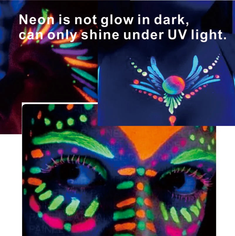 UV White Face and Body Paint 30g, Water-Activated Costume Makeup with UV-Reactive Finish for Cosplay, Halloween, Festivals and Creative Party Designs