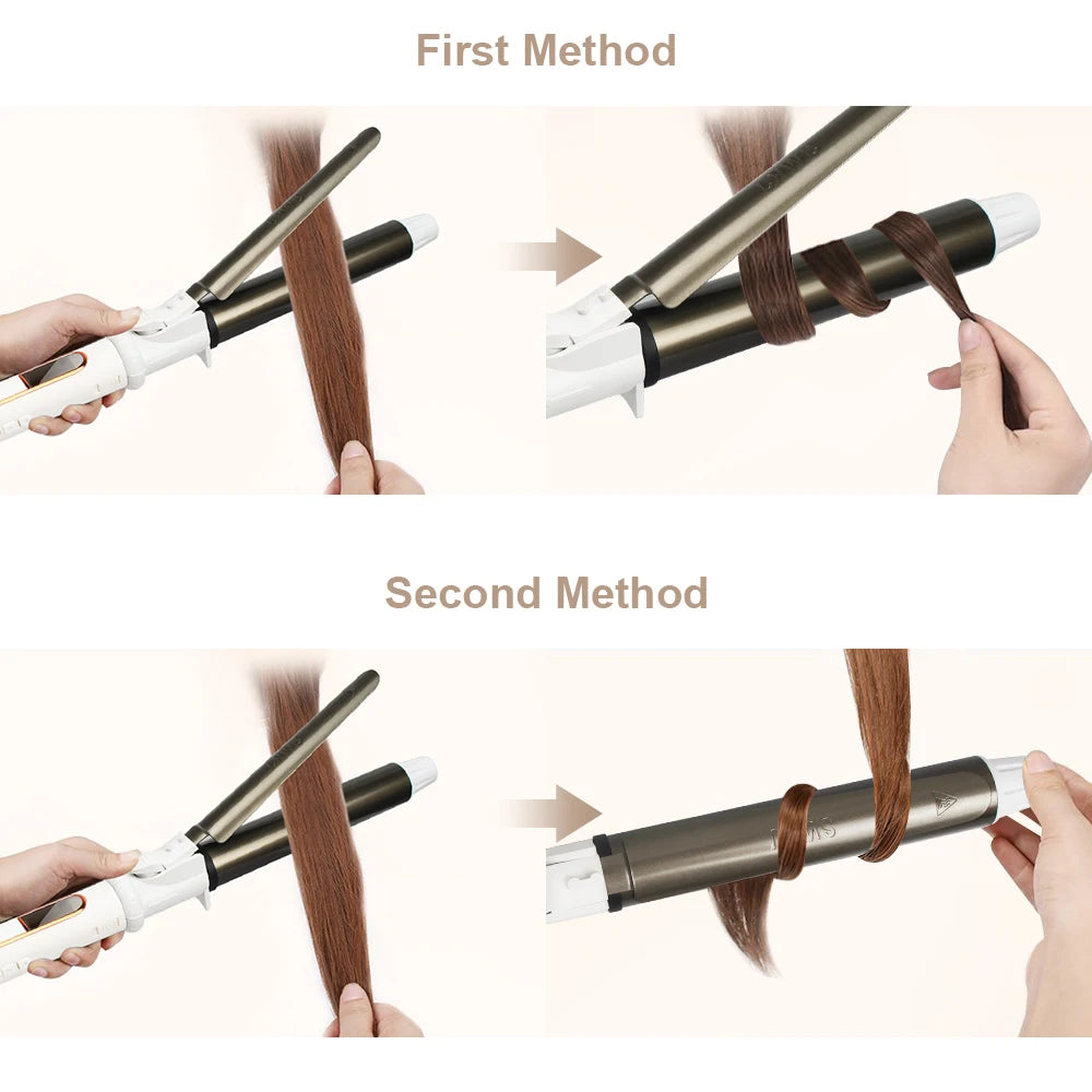 USHOW Ceramic Curling Iron, Single-Barrel Hair Styler with Separate 9mm to 45mm Diameter Selections and AU, UK, EU or US Regional Plug Options