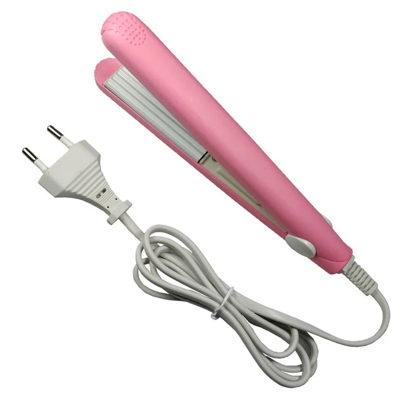Mini Hair Crimper, Slim Lightweight Corrugated Styling Iron with Ceramic Components, On-Off Switch and Blue, Pink or Purple Colors with Regional Plug Options