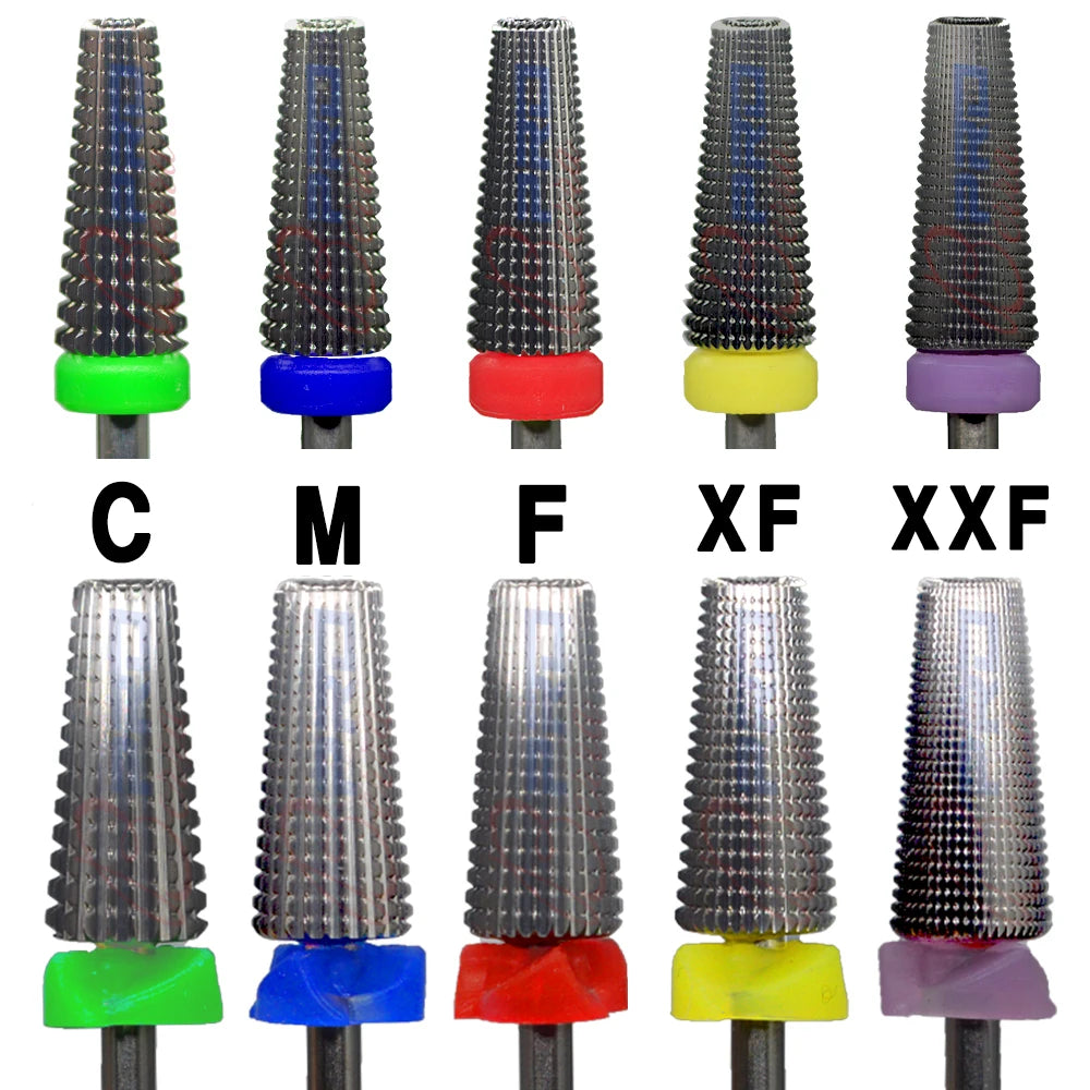Carbide Barrel Nail Drill Bits by RolinStar with Numbered and 5-in-1 Grade Option Labels, Milling Accessories for Professional Manicure and Pedicure Tools