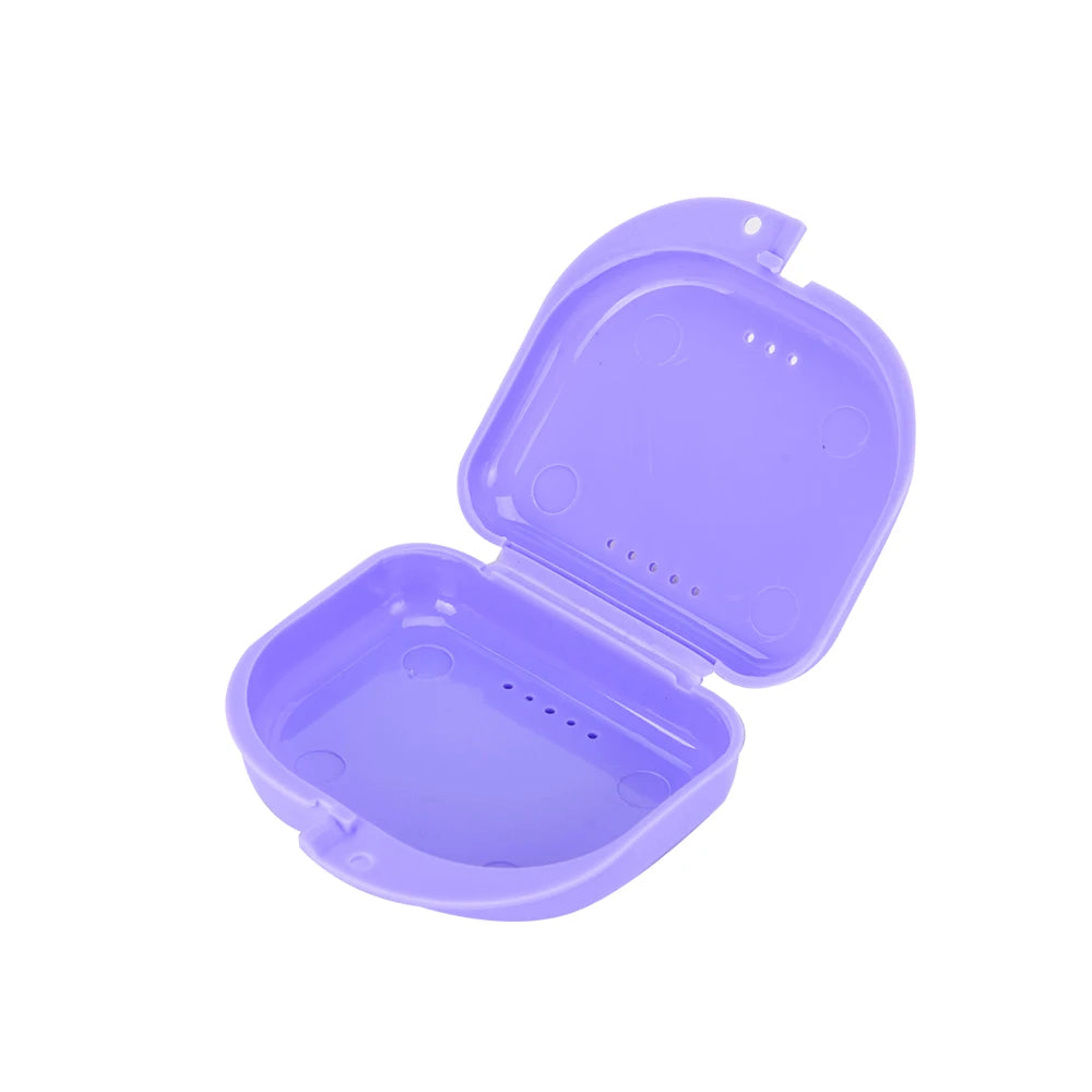Hinged Retainer Storage Boxes, 50-Pack Vented Polypropylene Cases with Snap Closure for Compatible Mouth Guards and Dentures, Seven Colors or Random Mixed Pack