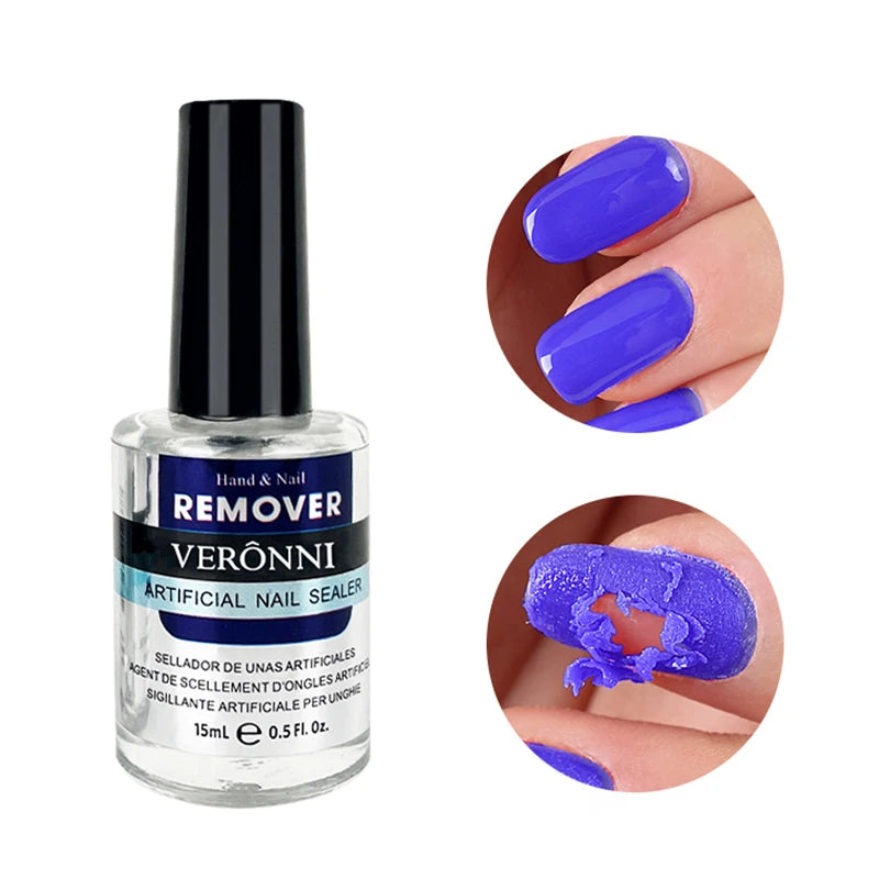 Gel Nail Polish Remover with Listed 15ml Bottle Size, Magic Remover Reference and Single or Two-Piece Selection Labels for Adult Manicure Removal