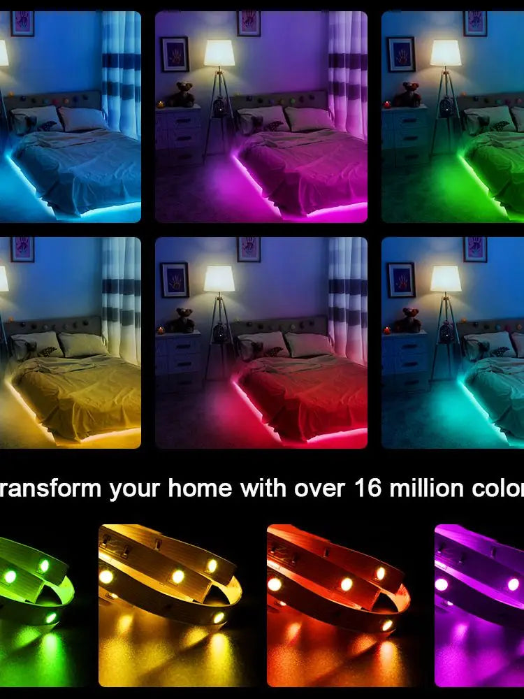 Music Sync RGB LED Strip Lights with 5V USB Power and Bluetooth 24key Option, Nine Lengths from 1m to 30m for Bedroom, TV and Party Accent Decoration