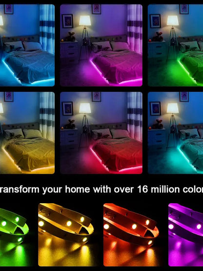Music Sync RGB LED Strip Lights with 5V USB Power and Bluetooth 24key Option, Nine Lengths from 1m to 30m for Bedroom, TV and Party Accent Decoration