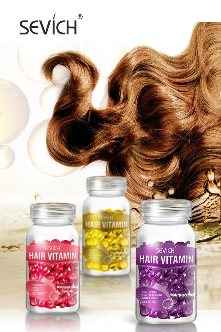 Hair Oil Capsules by Sevich for Cosmetic Conditioning, Softness and Shine, Nine Hair Care Option Labels for At-Home Grooming Routines