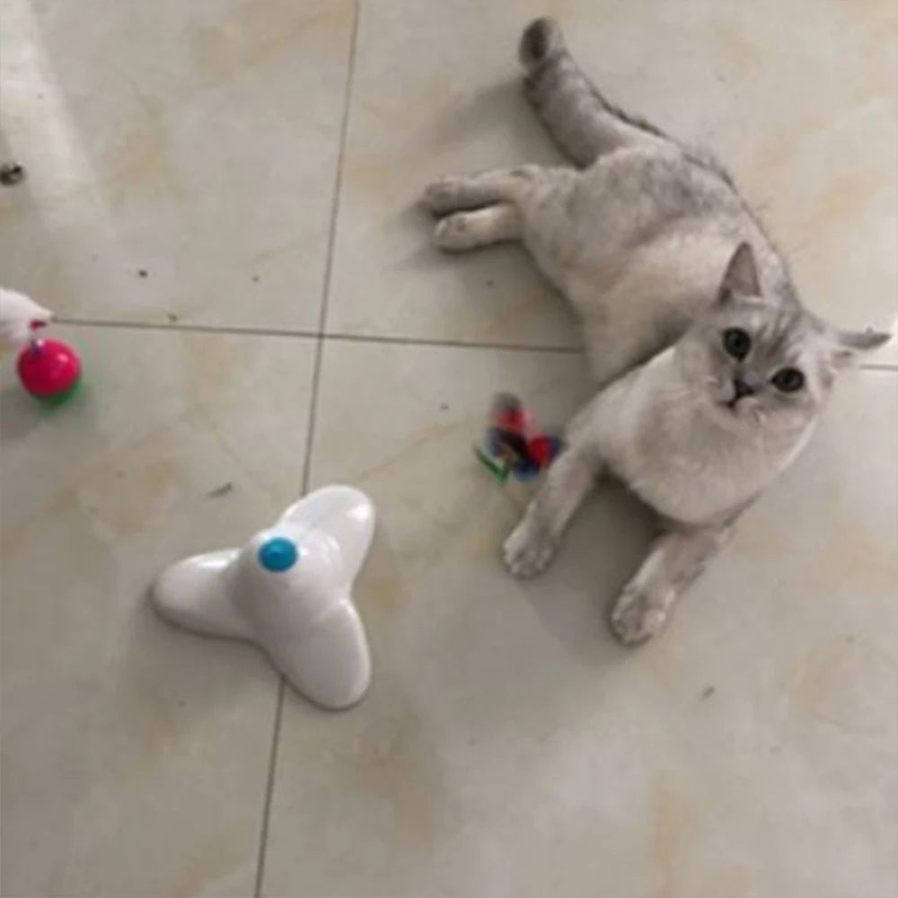 Automatic Butterfly Cat Toy with Rotating Flutter Teaser, AA Battery-Powered Indoor Pet Play Toy in White, Green or Yellow with Butterfly Option
