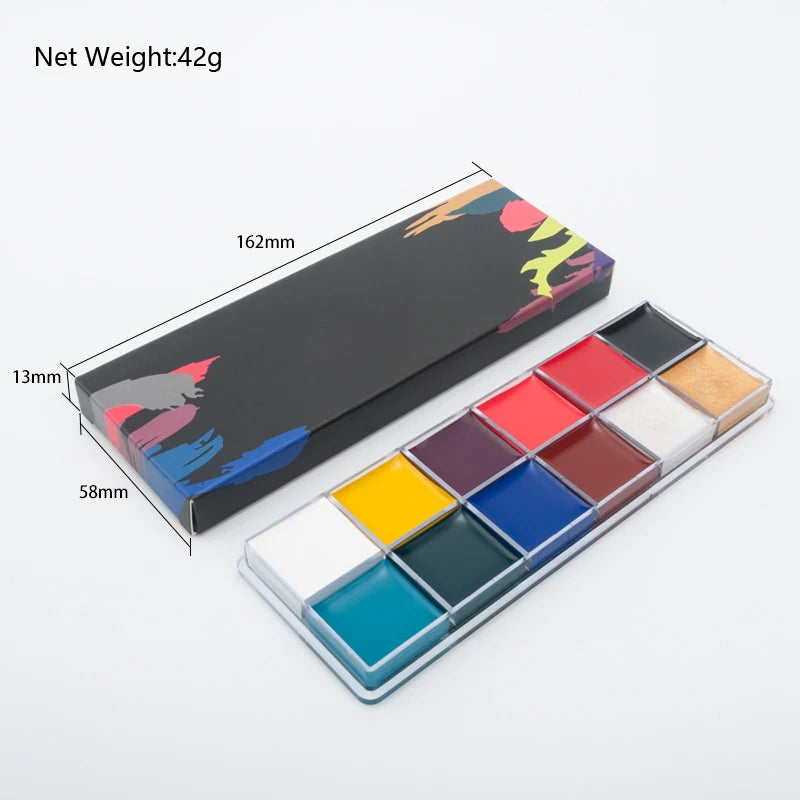 Oil Based SFX Face Paint and Makeup Kit Options with 42g or 96g Paint Labels, Brush Set Choices and Scar Wax References for Halloween and Stage Costumes