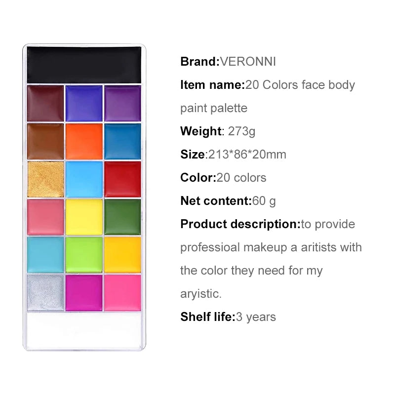 Oil Based SFX Face Paint and Makeup Kit Options with 42g or 96g Paint Labels, Brush Set Choices and Scar Wax References for Halloween and Stage Costumes