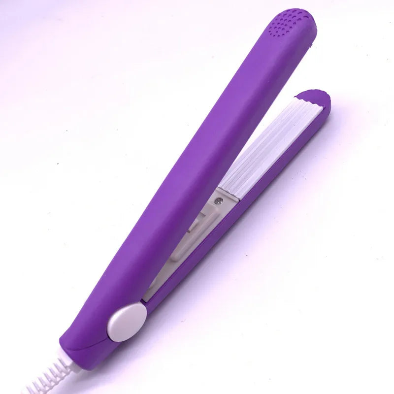 Mini Hair Crimper, Slim Lightweight Corrugated Styling Iron with Ceramic Components, On-Off Switch and Blue, Pink or Purple Colors with Regional Plug Options