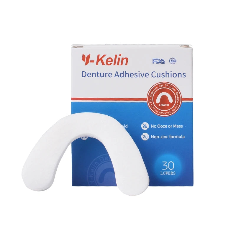 Denture Adhesive Cushion Pads by Y-Kelin, Listed Zinc-Free Strip Format with Upper or Lower Options in 1, 3 and 5-Pack Selections for Adult Denture Care