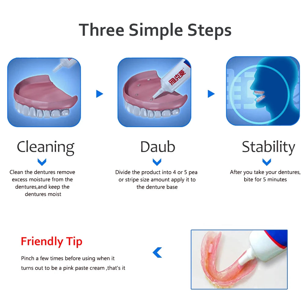 Zinc-Free Denture Adhesive Cream by Y-Kelin, 40g Original Formula for Upper, Lower and Partial Dentures with 1, 3 or 12-Pack Purchase Options