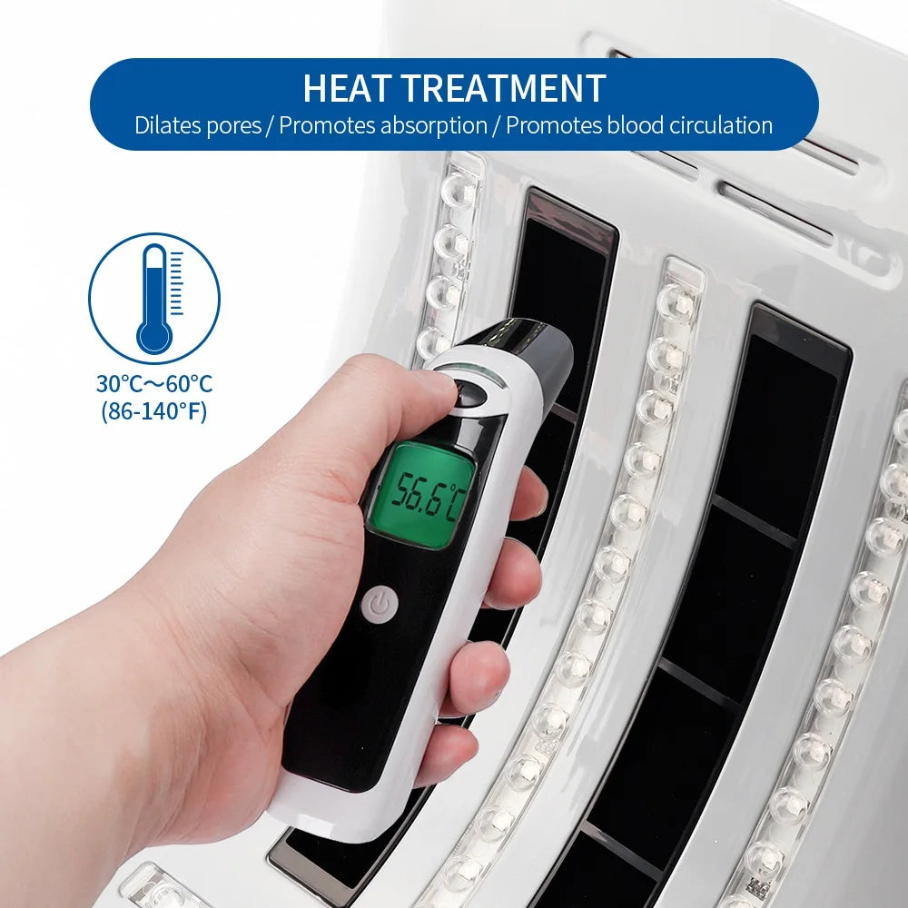LED Beauty Light Machine with Foldable Face and Body Design, Seven Color and Heating Model References, Eye Protection and Regional Plug Options