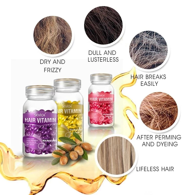 Hair Oil Capsules by Sevich for Cosmetic Conditioning, Softness and Shine, Nine Hair Care Option Labels for At-Home Grooming Routines