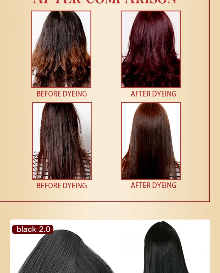 Hair Dye Shampoo by Mokeru with Listed Argan Oil, Black Brown Red Purple and Silver Gray Shade Options for Adult At-Home Hair Coloring Routines