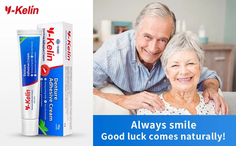 Zinc-Free Denture Adhesive Cream by Y-Kelin, 40g Original Formula for Upper, Lower and Partial Dentures with 1, 3 or 12-Pack Purchase Options