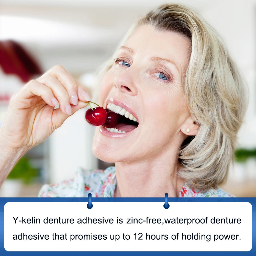Zinc-Free Denture Adhesive Cream by Y-Kelin, 40g Original Formula for Upper, Lower and Partial Dentures with 1, 3 or 12-Pack Purchase Options