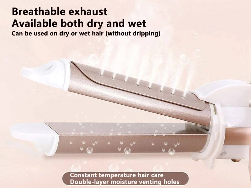 LCD Temperature-Control Curling Iron with Separate 9–38mm Ceramic Barrel Options or Pink and Golden Curl-Straight Combo Styles for Adult Hair Styling