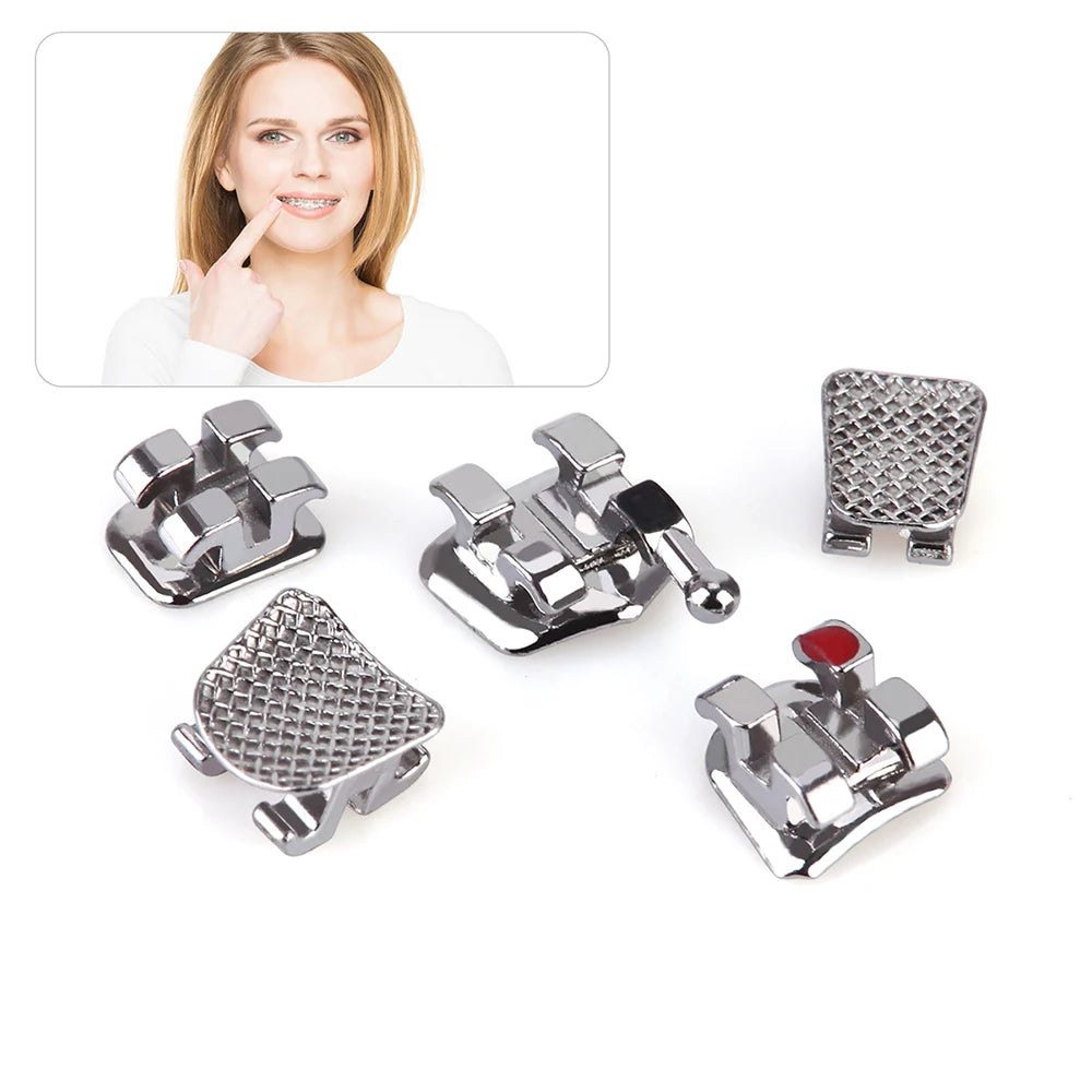 Orthodontic Metal Brackets by AZDENT, Mesh Base Mini and Standard Options with Roth, MBT or Edgewise Styles, 018 or 022 Slots, 10 Packs of 20 Pieces