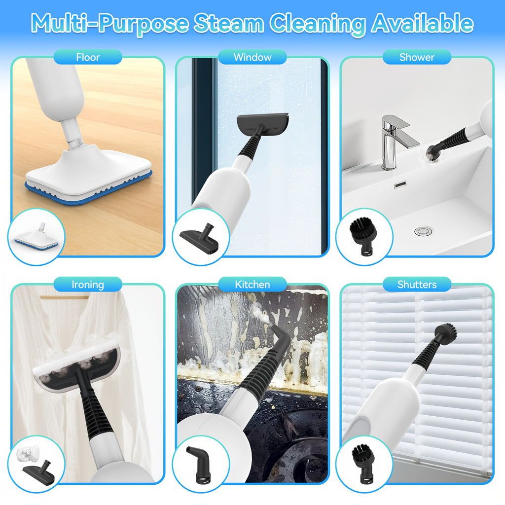 Steam Mop Cleaner INSE F2 White with Listed 10-in-1 Multifunction Design, 15-Second Heating and High-Temperature Steam for Compatible Home Cleaning Tasks