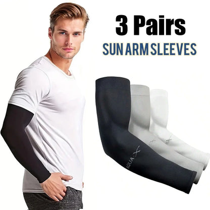 Unisex Summer Arm Sleeves for Riding, Driving and Fishing, Three-Pair Mixed Color Option and Black, White or Gray Selections for Everyday Outdoor Arm Coverage