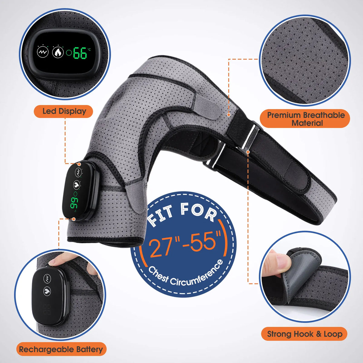 Thermal Shoulder Massage Belt with Adjustable Heating, Shoulder Brace Format and Multiple Belt, APP-Labeled and Red Light Options for Home Relaxation