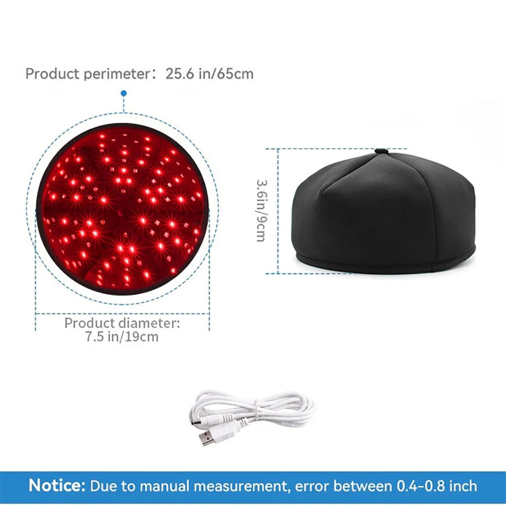 Red Light LED Cap with 120 Listed LEDs, 660nm and 830nm Wavelengths, Three Pulse Settings and US, EU, UK or AU Plug Labels with Box Options