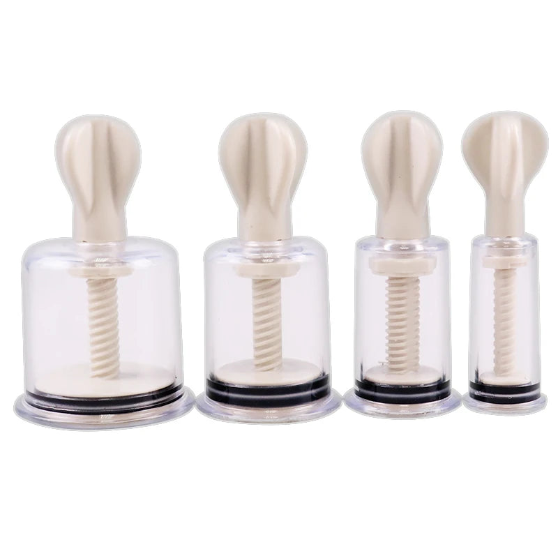 Twist Handle Cupping Cup with Transparent Plastic Body and Silicone Sealing Pad, S, M, L, XL or Combined Size Labels for Adult Manual Personal Care