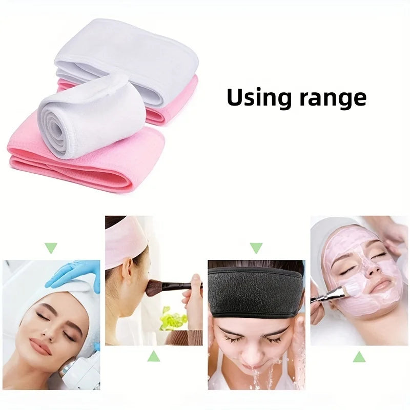 Adjustable Spa Headband for Women, Wide Hair Band for Makeup, Face Washing and At-Home Beauty Routines in Black, White, Gray, Purple or Pink Single-Piece Options
