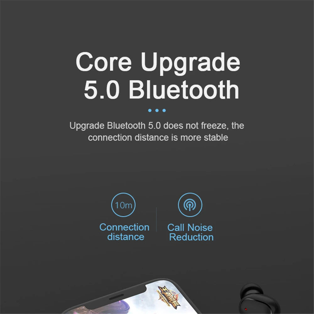 A6S Wireless Bluetooth Earphones, Bluetooth 5.0 Stereo Audio with Touch Control and Five Color Options for Compatible Phone Music and Everyday Calls