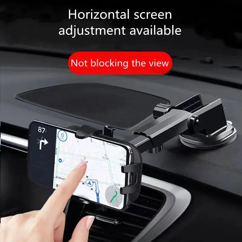 Suction Cup Car Phone Mount for Compatible Dashboard or Windshield Placement, Adjustable Smartphone Holder with Separate Air Vent Style Option