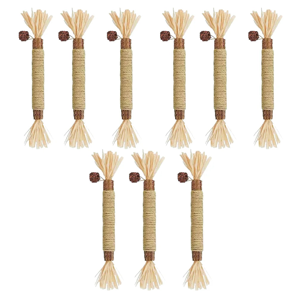 Silvervine Cat Sticks with Hemp Rope, Natural Wood Pet Play Toys for Supervised Indoor Exploration and Interactive Sessions, Pack Options from 3 to 20 Pieces