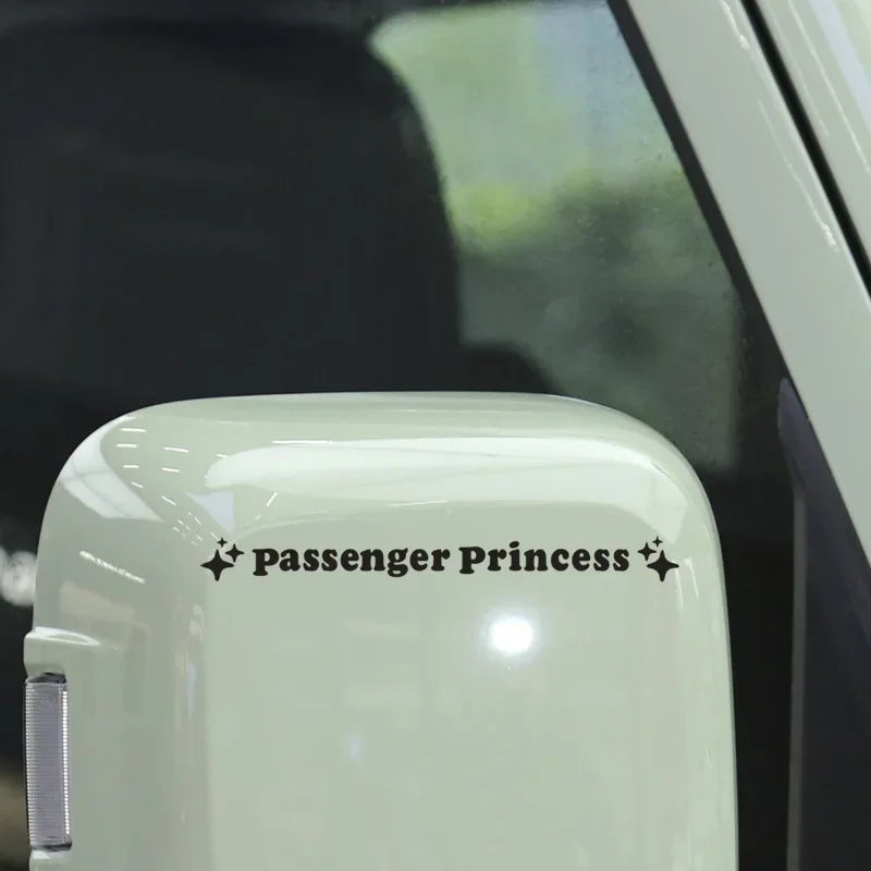 Passenger Princess Mirror Decal Stickers in Eight Colors, Two-Piece PVC Vehicle Decoration Set with Star Styling Reference and Listed 12.5 x 1.18cm Size