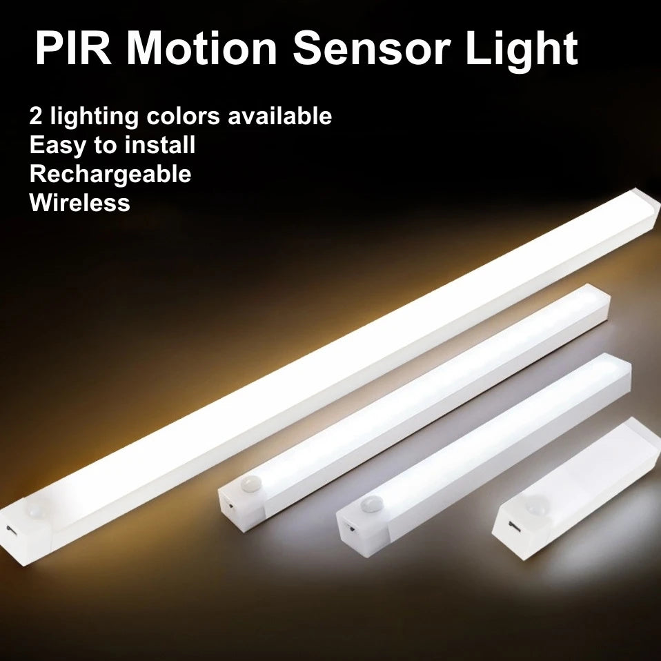 USB Rechargeable Motion Sensor Light Bar with Magnetic Mounting, Cordless LED Cabinet Lamp in 10, 20, 30 or 50cm Lengths with White Lighting Options