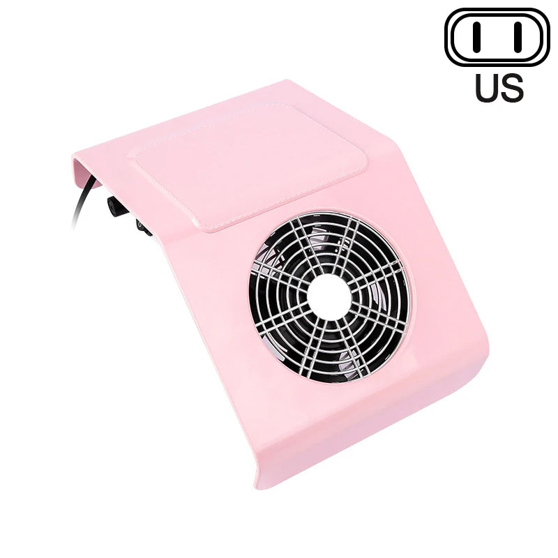 Nail Dust Collector with Touch Switch and Replaceable Filter, ABS Manicure Vacuum in White, Pink, Silver or Gold with US and EU Selection Labels