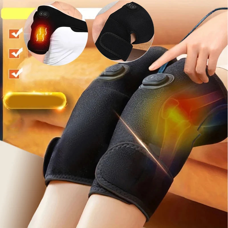 Plug-In Heated Shoulder Wrap with Adjustable Strap, Neoprene Material and Listed Graphene Heating and Pulse Vibration, HeatMassage Option Without Built-In Battery