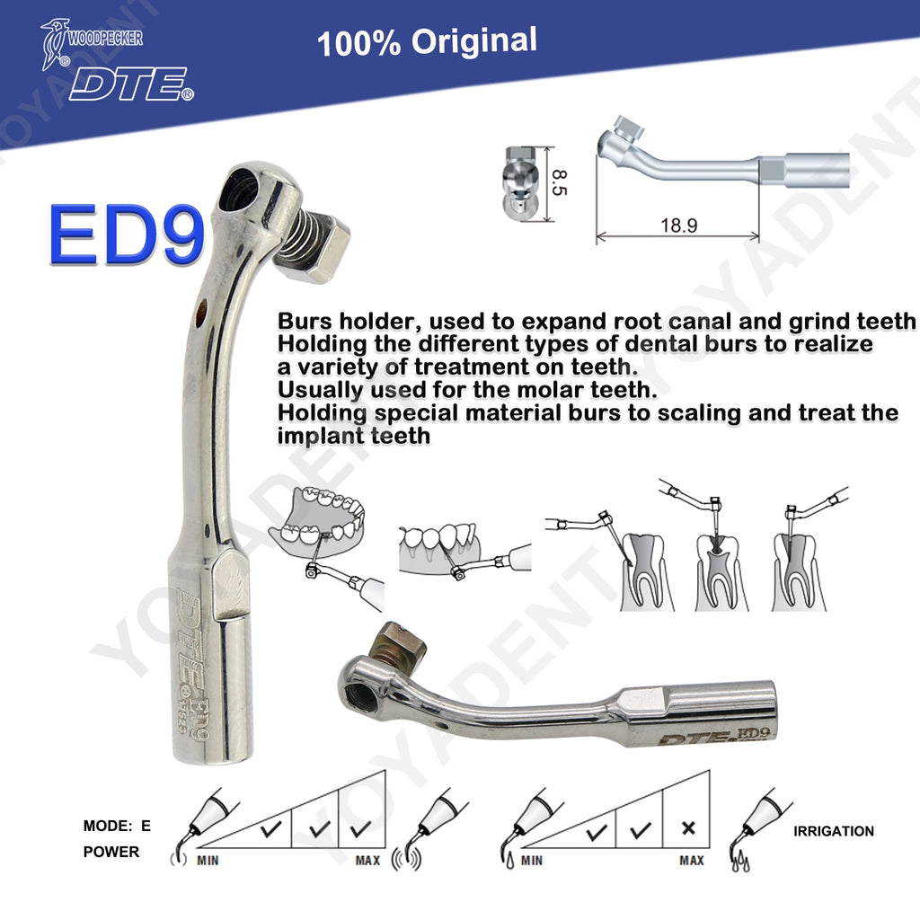 Endodontic Ultrasonic Tips and Accessory Options by Woodpecker DTE, ED-Series Model Selections with TD-1L and HD-7L Choices for Dental Equipment