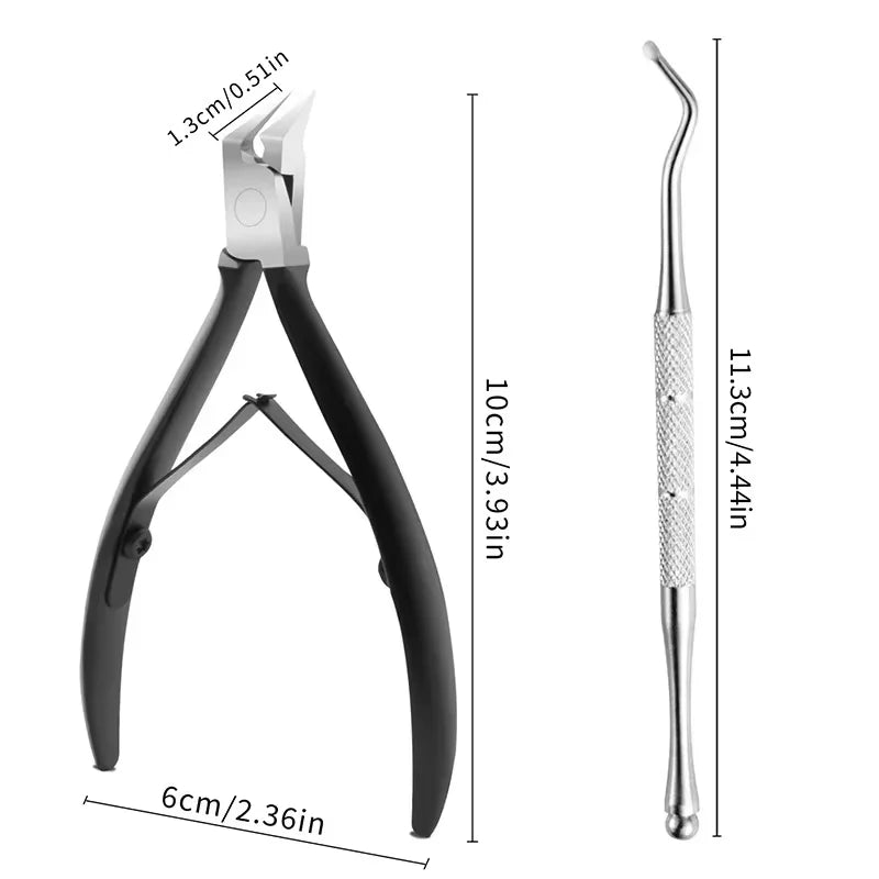 Toenail Nipper, Manual Pedicure Tool with Stainless Steel Reference in Blue, Black or Silver Color and Selected Lifter Sets for Adult Personal Nail Grooming