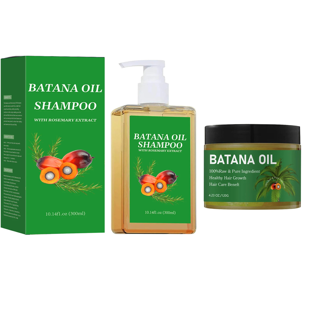 Batana Oil Shampoo Set with Listed Hair Oil, Rosemary Leaf Oil Shampoo Formula for Everyday Cleansing and Cosmetic Hair Conditioning at Home
