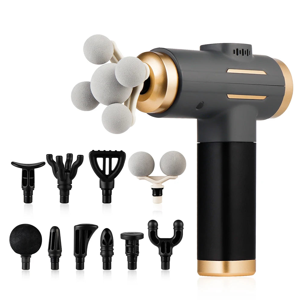 11-Head Massage Gun with 99 Adjustable Settings, USB-C Rechargeable Personal Massager with 1500mAh Battery and 10-Minute Timer for Adult Home Comfort