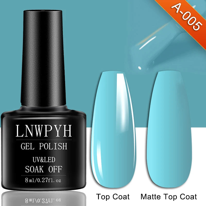 Soak-Off Gel Varnish Kit by LNWPYH with 10 Listed Polish Colors, One Base Coat, One Top Coat and UV LED Sensor Lamp for Adult Home Manicure Designs