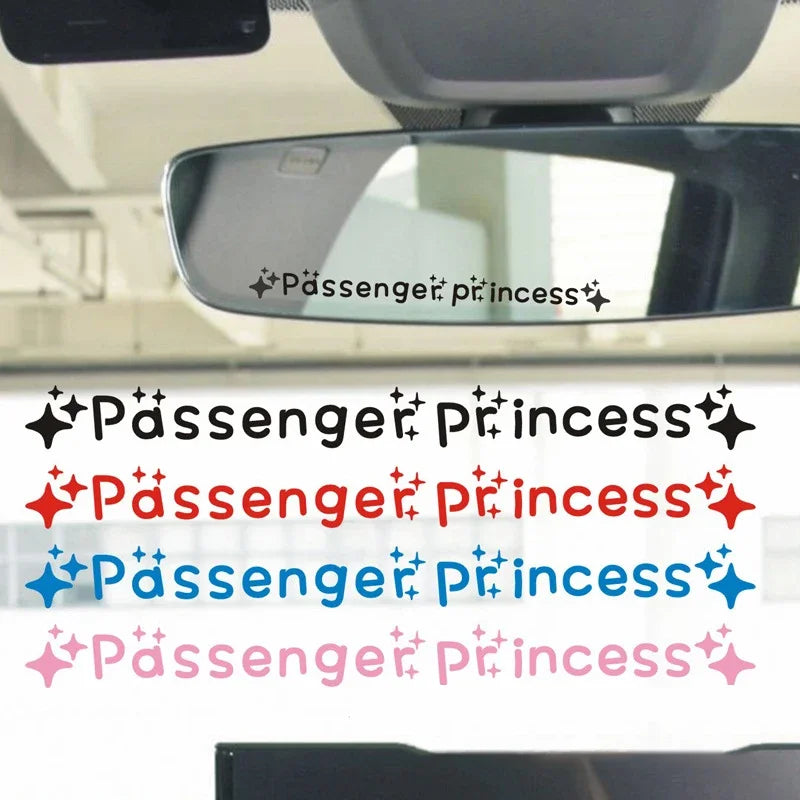 Passenger Princess Mirror Decal Stickers in Eight Colors, Two-Piece PVC Vehicle Decoration Set with Star Styling Reference and Listed 12.5 x 1.18cm Size