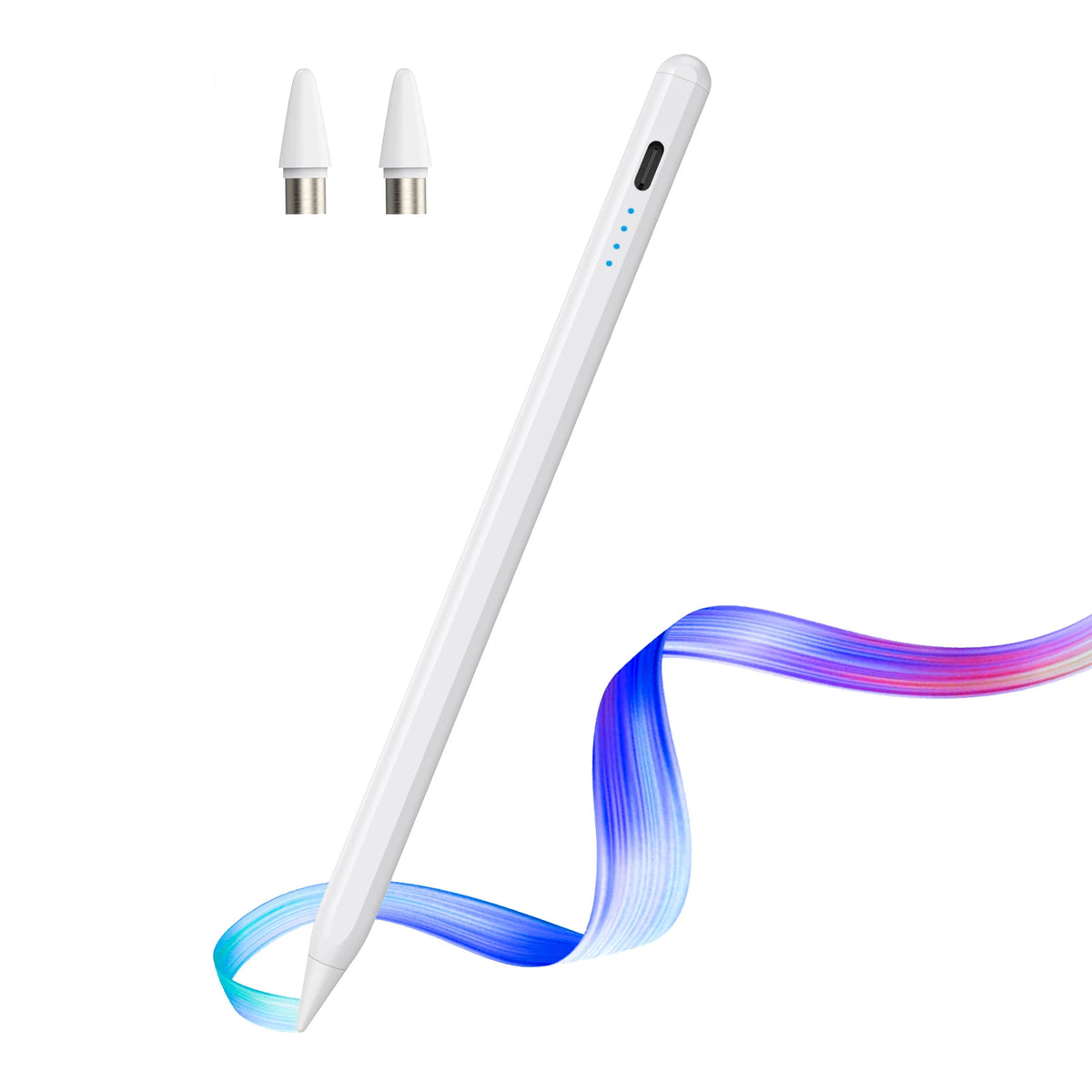 Active Capacitive Stylus Pen with USB-C Charging, Replaceable POM Tip and Battery Display in Six Colors for Compatible Tablet and Phone Writing