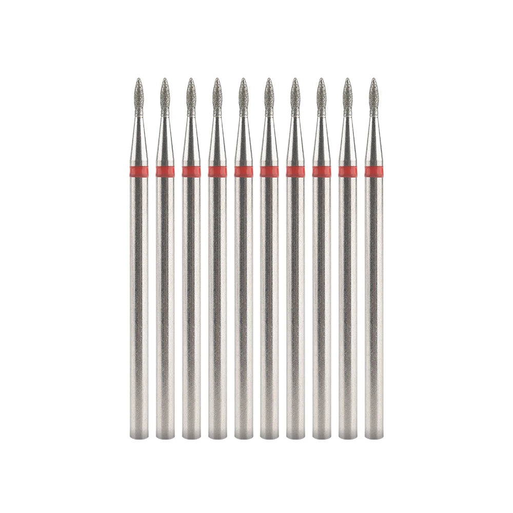 Diamond Nail Drill Bits, Listed 10-Piece Milling Accessories with 2.35mm Shanks, A-Series and Grade-Labeled Options for Professional Electric Manicure Filing