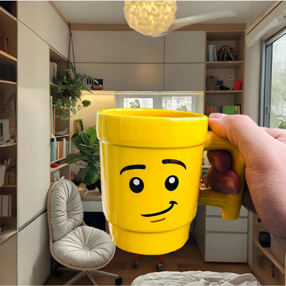 Impish Expression Mug in Porcelain, Single 250ml Cartoon Coffee, Tea and Milk Cup with A-G Design Options and Foam-Lined Box for Friends and Family Gifts