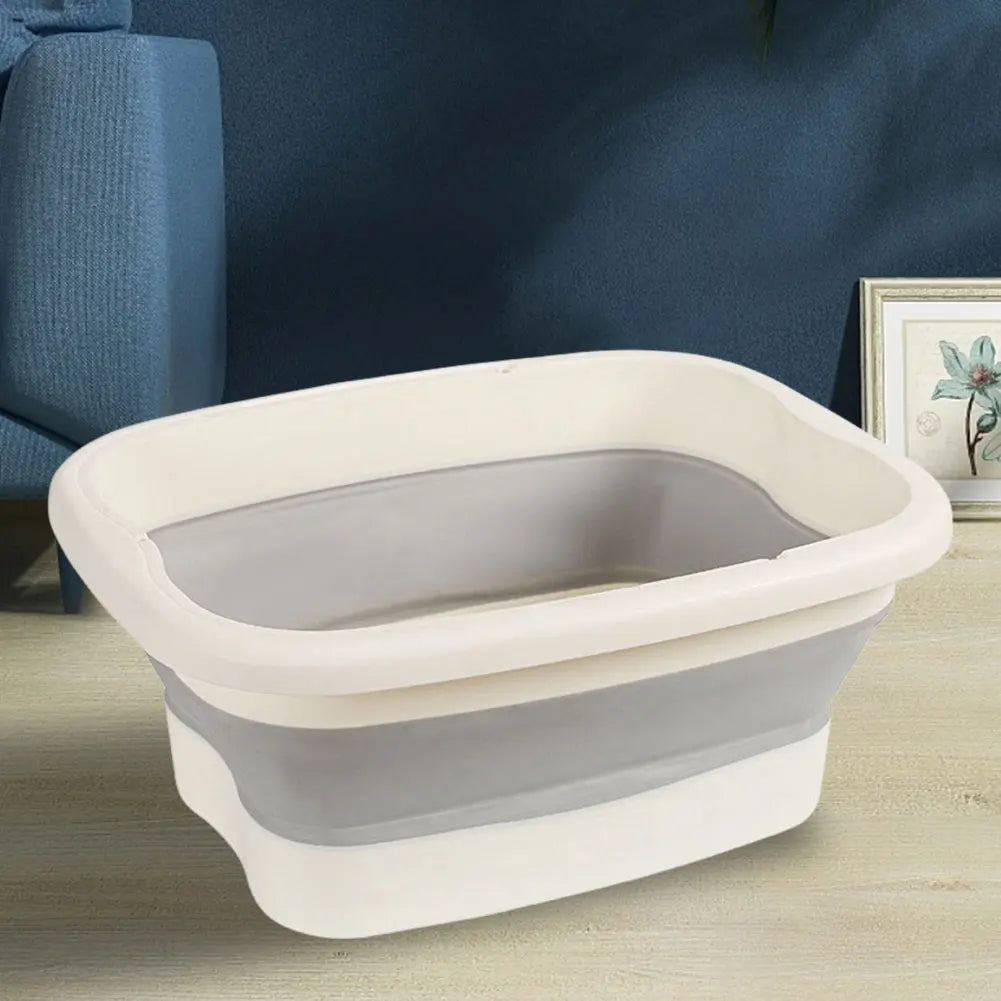 Collapsible Foot Soak Bucket in Green with Raised Massage Dots, Listed 40 x 32 x 17cm PP TPR Basin and With or Without Lid Options for Home Foot Care