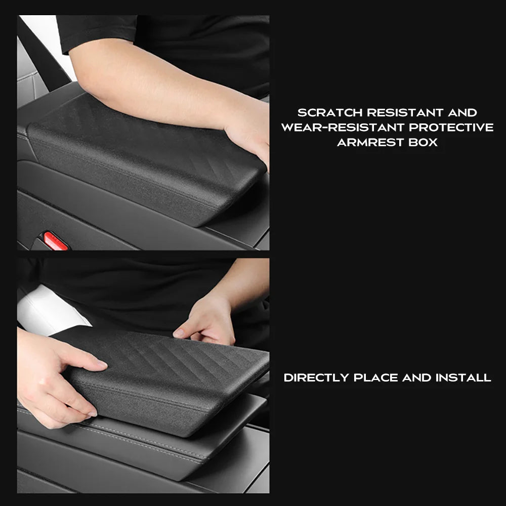 TPE Center Console Armrest Cover by TEKSY for Listed Tesla Model 3 Highland 2024–2026 and Model Y Juniper 2025–2026, Black, White and NEW Version Options