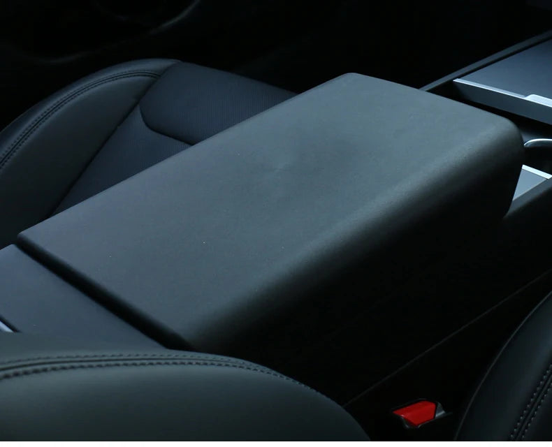 Tesla Console Lid Protector in TPE for Listed 2024 Model 3 Highland and 2025 Model Y Juniper, Soft Armrest Cover in Black or White Interior Options